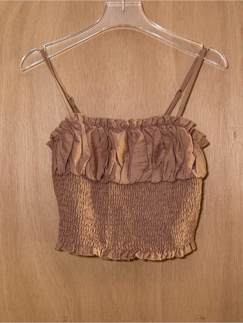 SET! Brown Ruffle Smocked Cami Top and Flowy Pants